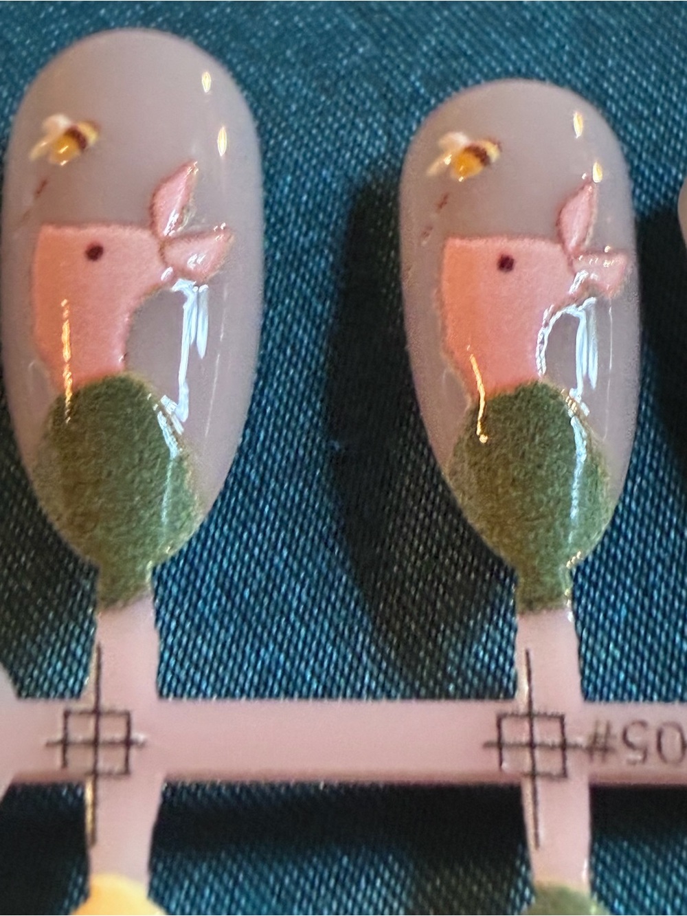 Disney Pink Deer Press-On Nails with Olive Green and Gold Accents